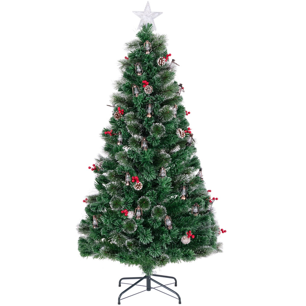 LIVSK Kunstkerstboom - Realistisch met 8 Verlichtingsstanden - Warmwitte LED - Inclusief Handschoenen en Reserve Lampjes - 180 cm