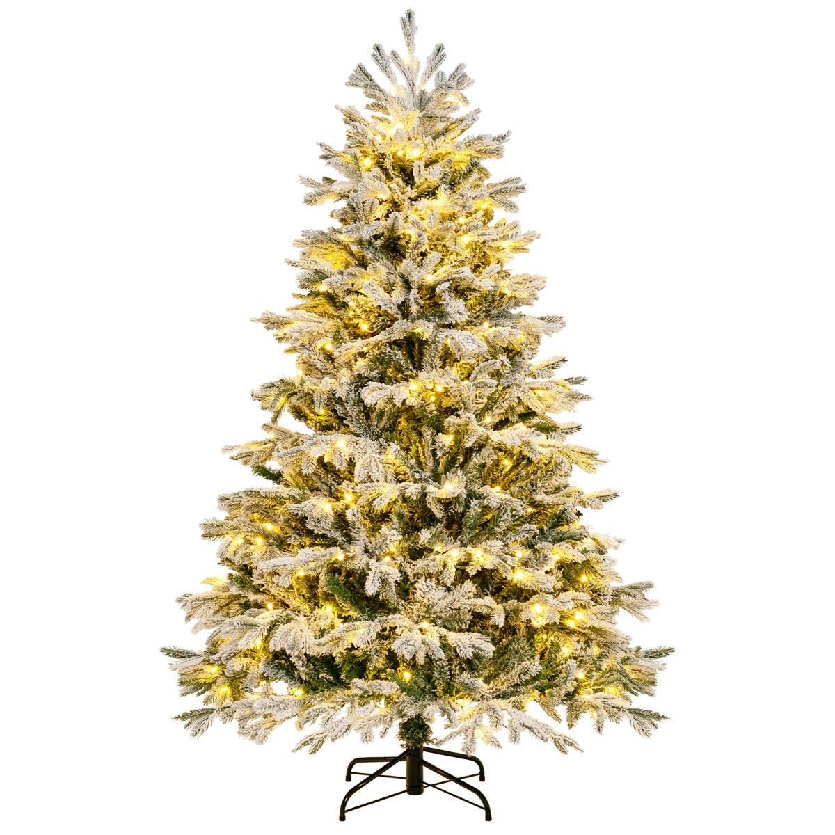 LIVSK Kunstkerstboom 180 cm - 1022 Besneeuwde Takken - 350 Warmwitte Ledlampen - Eenvoudige Opbouw - Groen & Wit