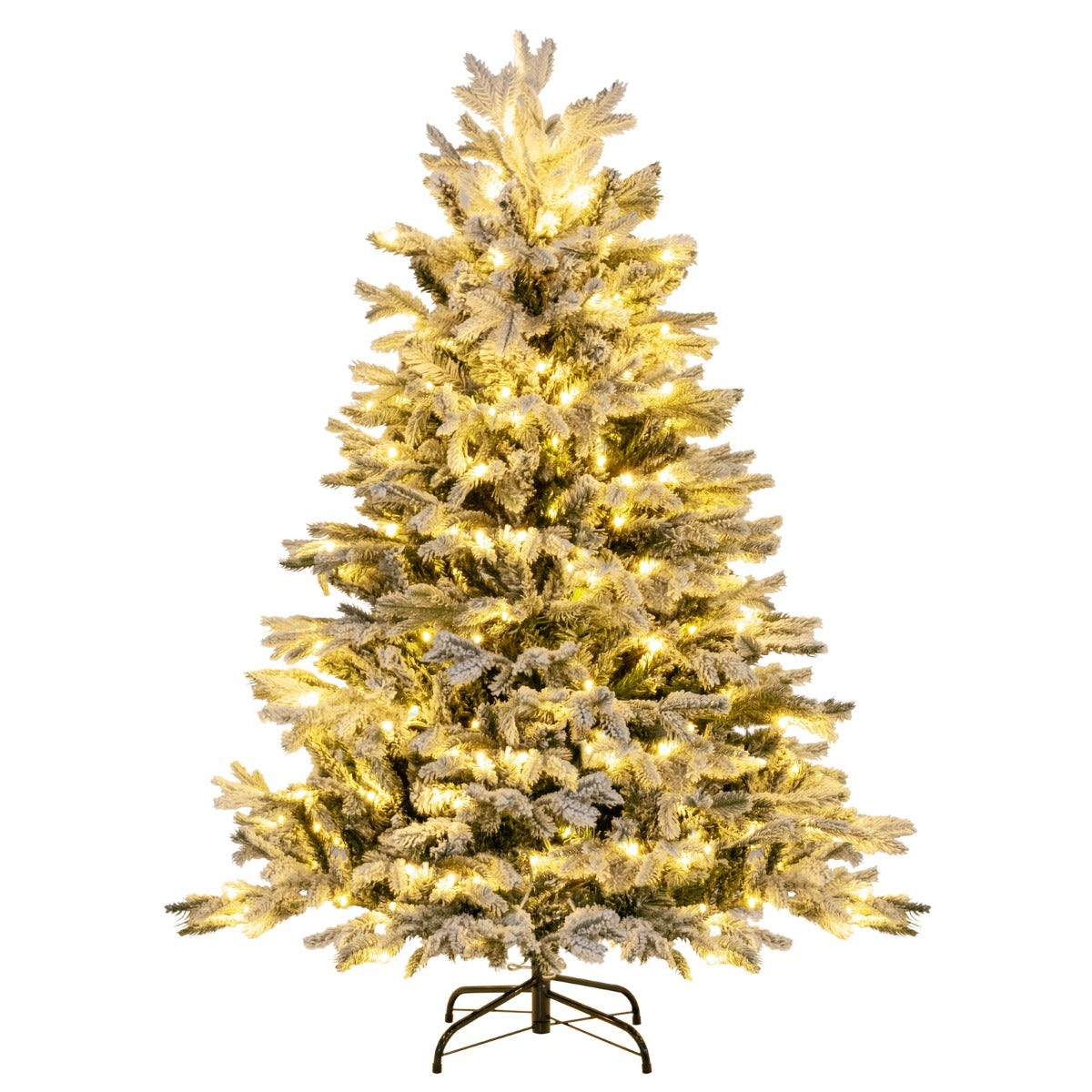 LIVSK Kunstkerstboom 135 cm - 688 Takken - 200 Warmwitte Ledlampen - Vuur- en Allergiebestendig - Eenvoudige Opbouw - Groen & Wit