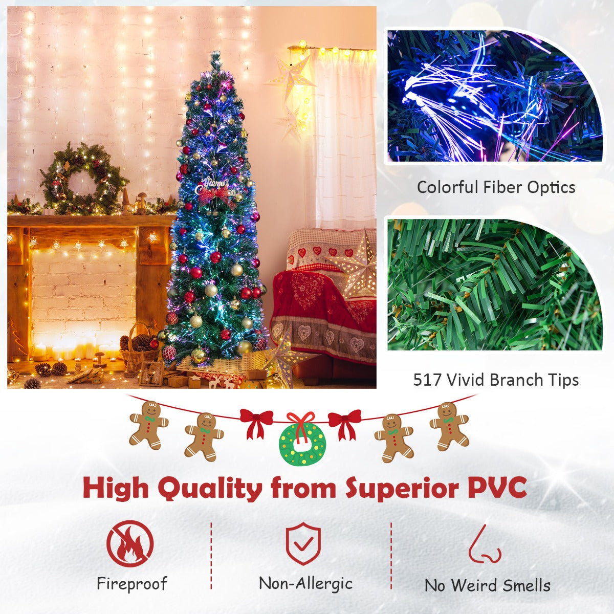 LIVSK Glasvezel Kerstboom 150 cm - 361 Takken - Hypoallergeen en Geurloos - Eenvoudig Op te Bergen - Stabiele Basis - Groen