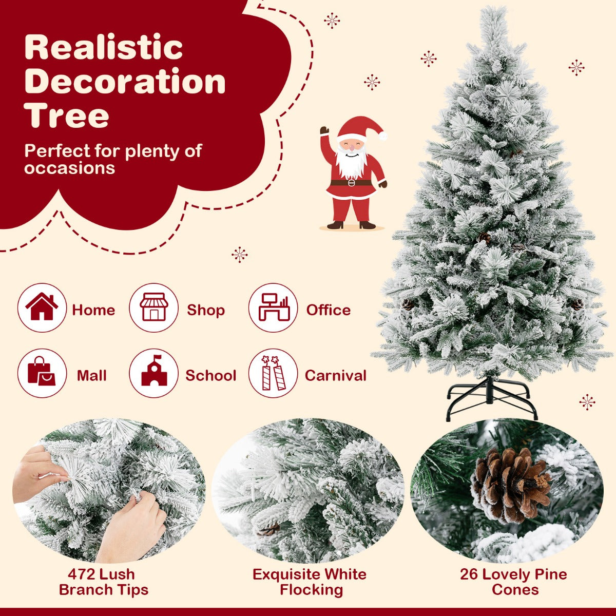 LIVSK Kunstkerstboom met Verlichting - 160 LEDlampjes - 8 Lichtmodi - 472 Takpunten - 136 cm - Groen