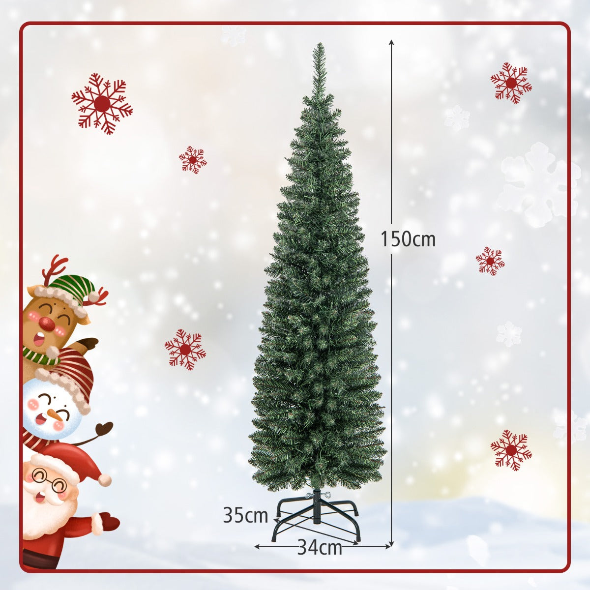 LIVSK Verlichte Kerstboom - 296 Takpunten - 150 Warmwitte LED-lampjes - Stevige Metalen Voet - 150 cm - Groen
