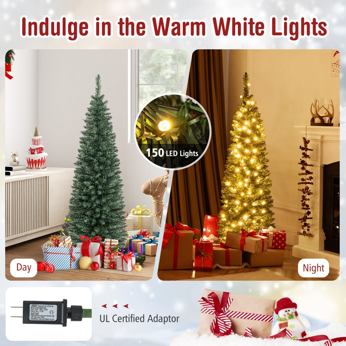 LIVSK Verlichte Kerstboom - 296 Takpunten - 150 Warmwitte LED-lampjes - Stevige Metalen Voet - 150 cm - Groen