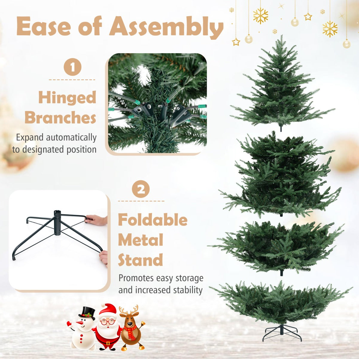 Livsk costway kunstkerstboom van 240 cm 1480 takken 450 warmwitte leds vooraf verlichte decoratieboom 5