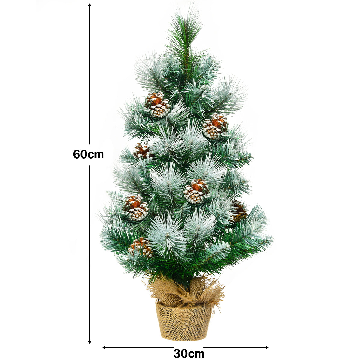 LIVSK Mini Kunstkerstboom 60 cm - Besneeuwde Naalden - Stabiele Cementbasis - Eenvoudig te Versieren - Groen