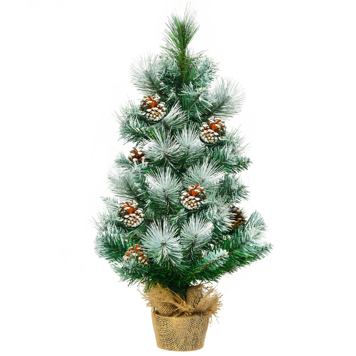 LIVSK Mini Kunstkerstboom 60 cm - Besneeuwde Naalden - Stabiele Cementbasis - Eenvoudig te Versieren - Groen