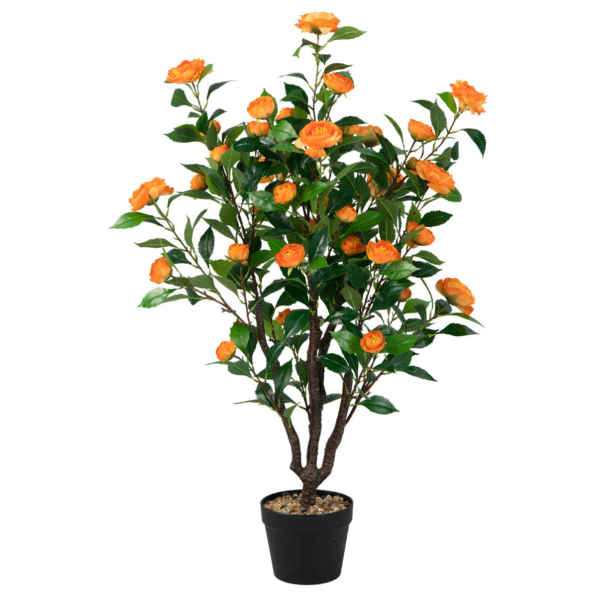 LIVSK Kunstmatige Cameliaboom - 37 Bloeiende Bloemen - Duurzaam PE - Stabiele PP Pot - Onderhoudsvriendelijk - 58 x 45 x 102 cm -