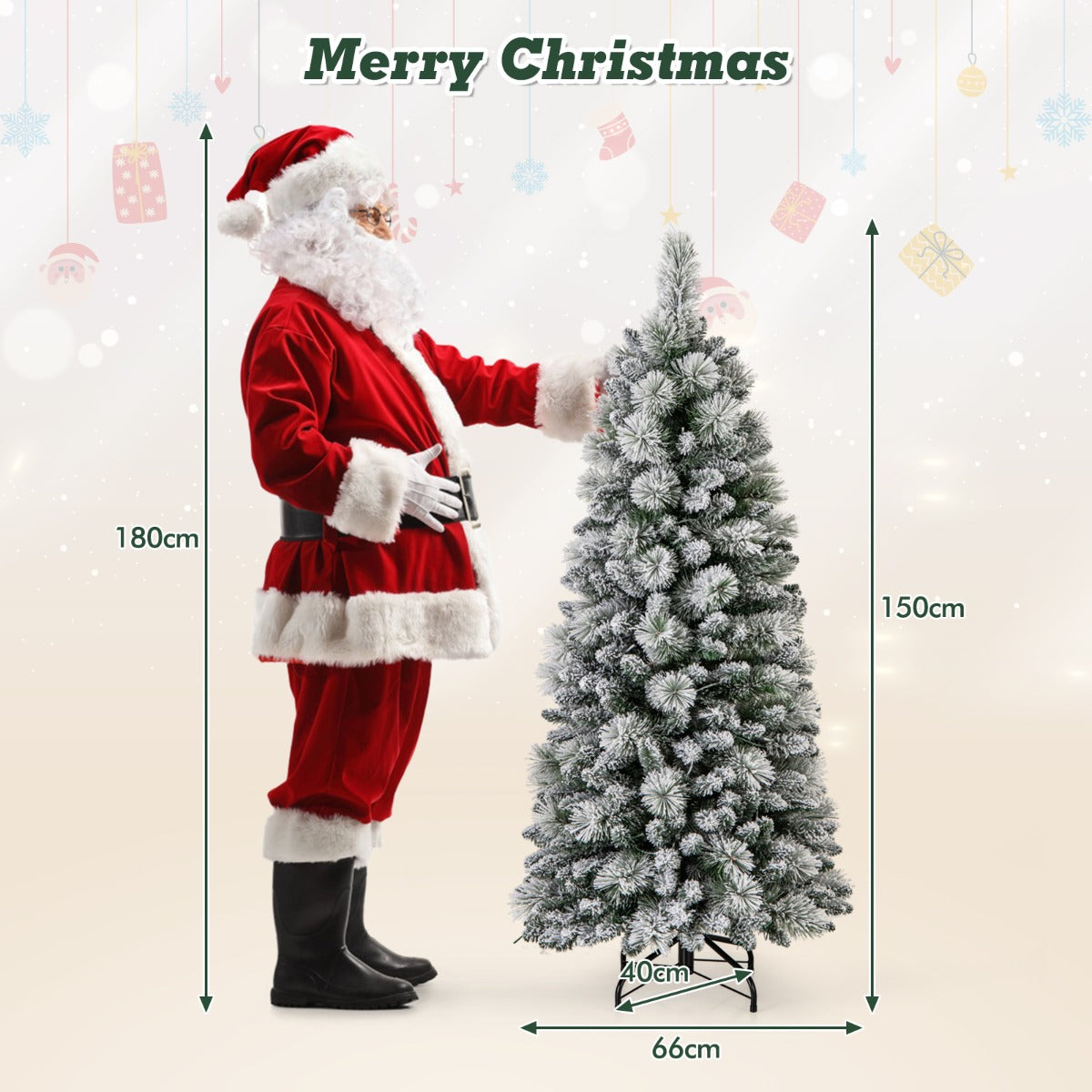 Livsk costway kunstmatige dennenboom met led lampjes en opblaasbare kerstmanbeer opvouwbare kerstboom in warm wit en opblaasbare kerstboom 2