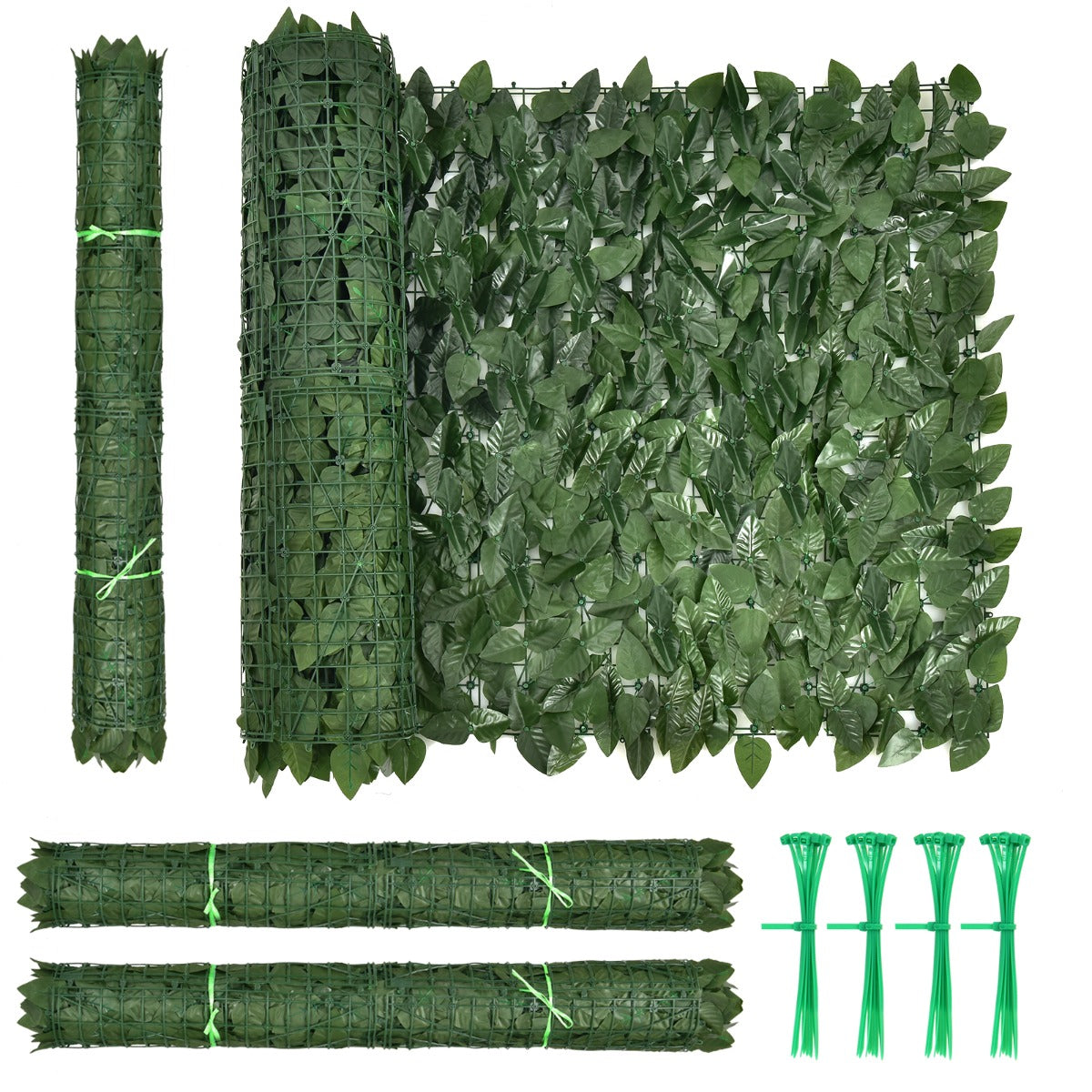 LIVSK Kunstmatige Privacy Omheining - 300 x 100 cm - Onderhoudsvrij - 24 Panelen - Realistische Bladeren - Groen