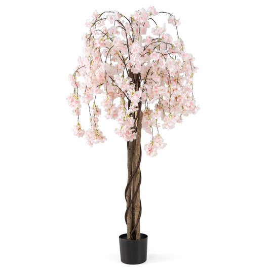 LIVSK Kunstmatige Kersenbloesemboom - Hoogte 163 cm - Realistische Houten Stam - Onderhoudsvrij - Perfect voor Elk Interieur - Wit