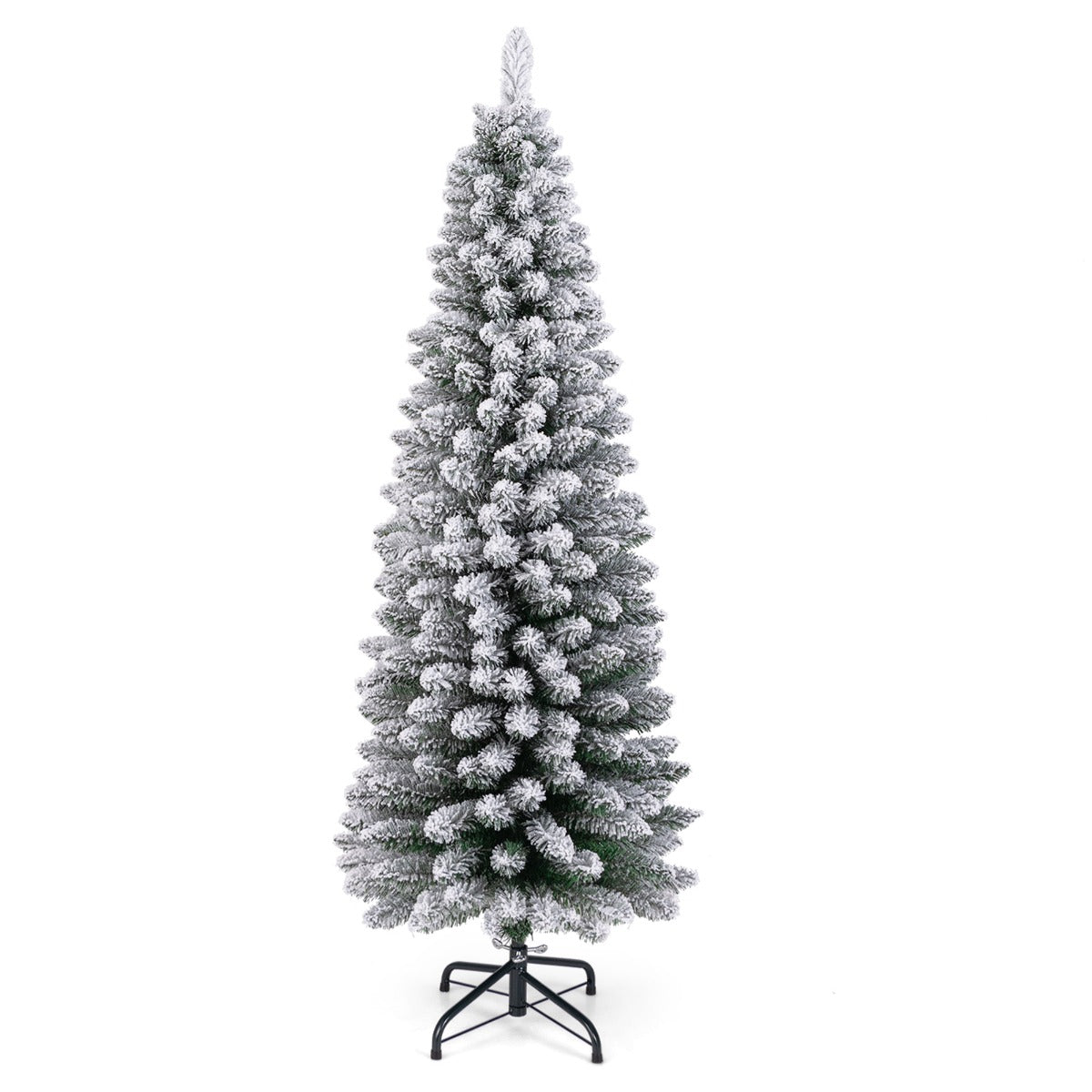 LIVSK Kunstkerstboom 150 cm - Met Sneeuw - 328 Dichte Takpunten - Brandvertragend PVC - Stabiele Metalen Stand - Groen