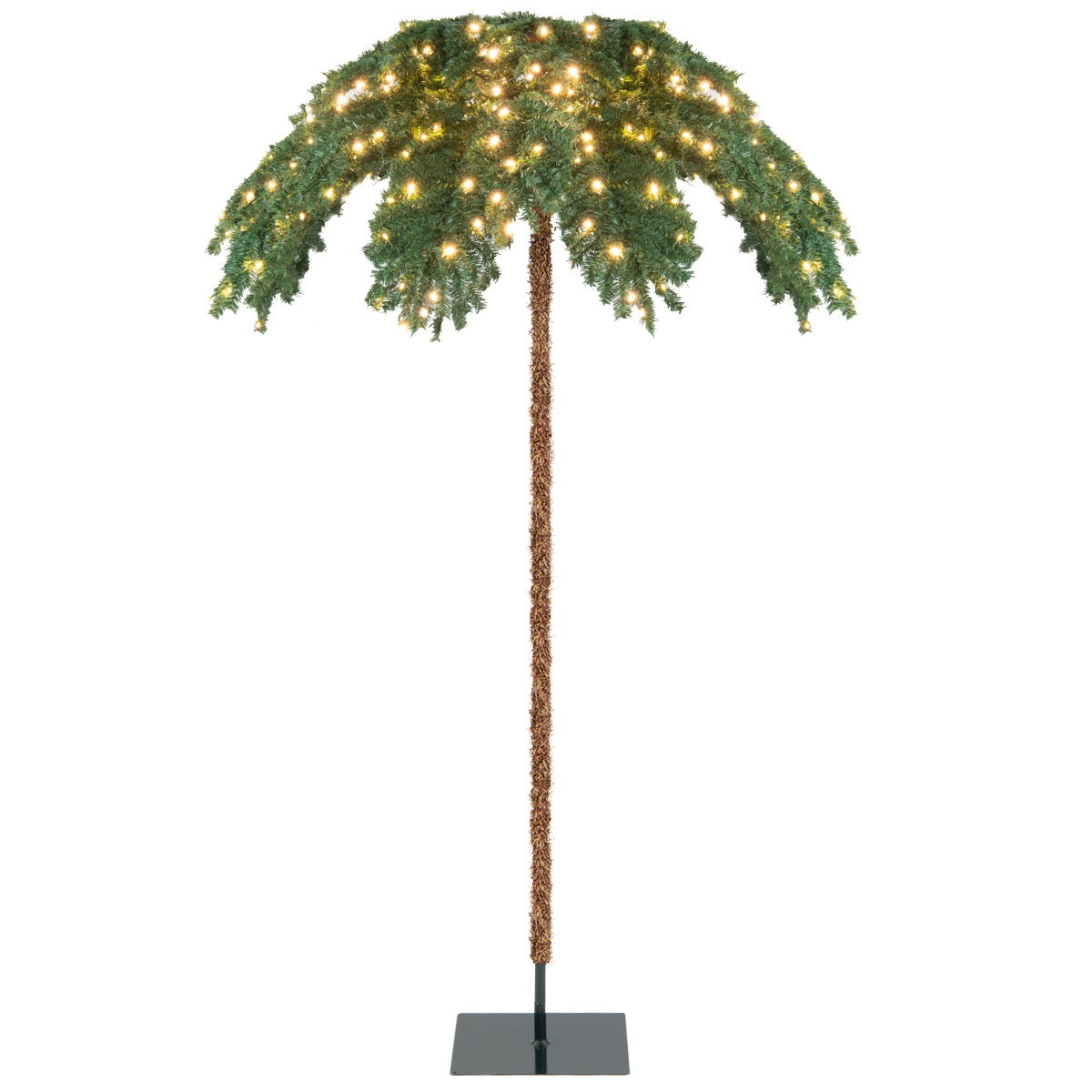LIVSK Kunstmatige Palmboom Kerstboom - 250 Warm Witte Lampjes - 813 Takken - 135 x 180 cm - Tropisch Groen