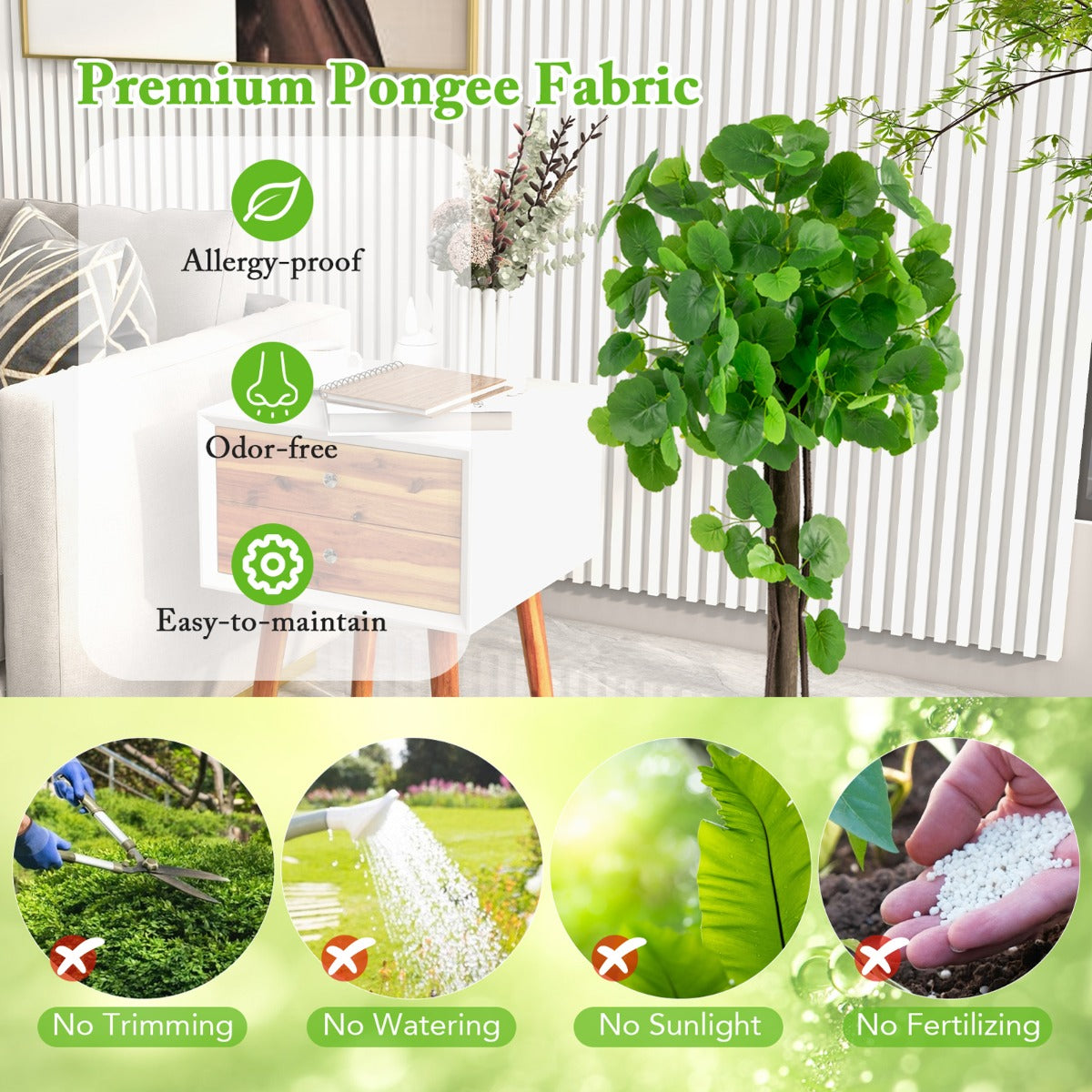 LIVSK Kunstappelboom 110 cm - Realistisch Uiterlijk - Houten Stam - Flexibele Takken - Anti-allergene Materialen - Groen