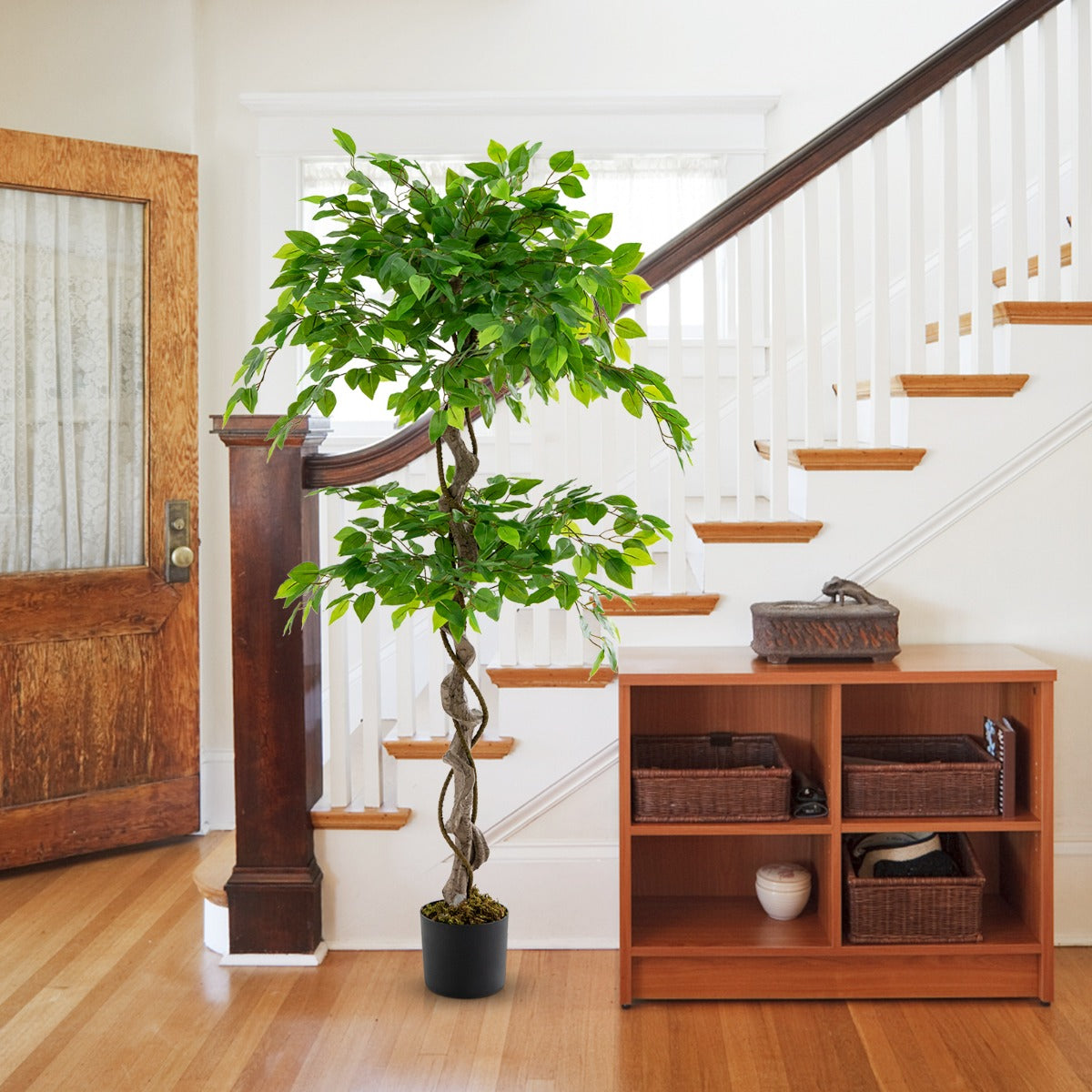 LIVSK Kunstmatige Ficus Boom 150 cm - Realistisch Design met 882 Bladeren - Onderhoudsvrij - Perfect voor Elk Interieur - Groen