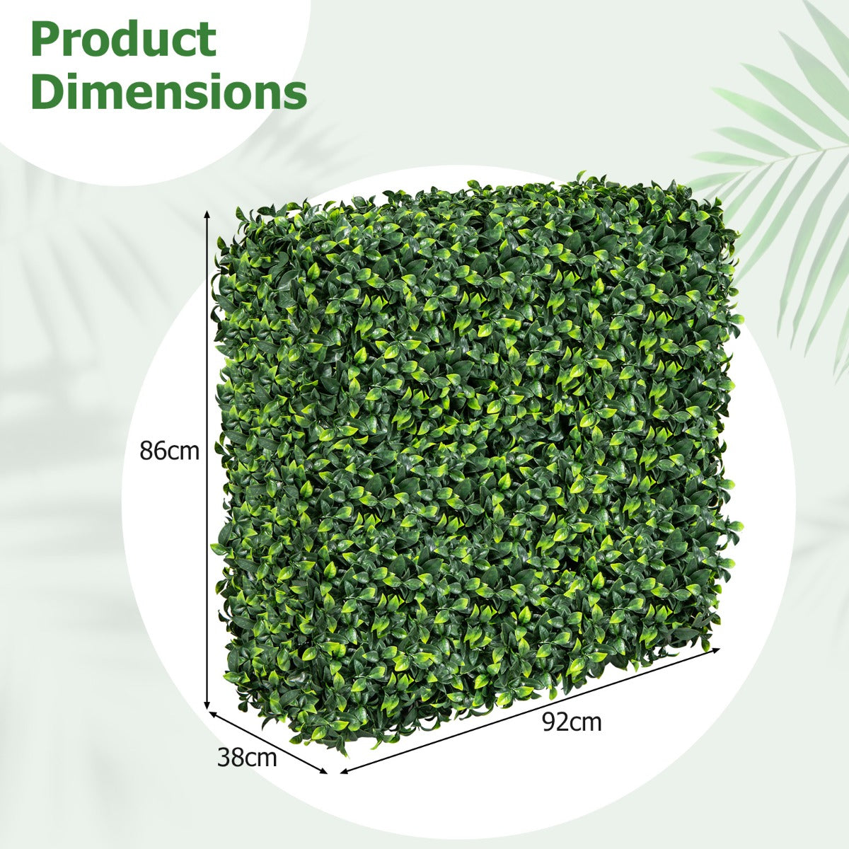 LIVSK Kunstmatige Groene Wand - Onderhoudsvrij - Eenvoudige Installatie - Realistische Bladeren - 92 x 38 x 86 cm - Groen
