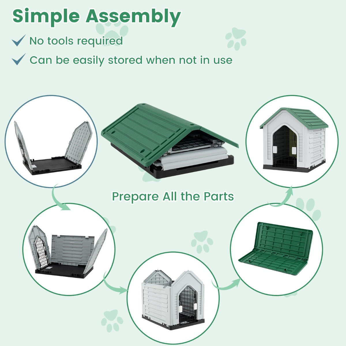 LIVSK Duurzaam Hondenhok - Afsluitbare Deur - Ventilatievensters - Verhoogde Basis - Eenvoudige Montage - Voor Binnen en Buiten