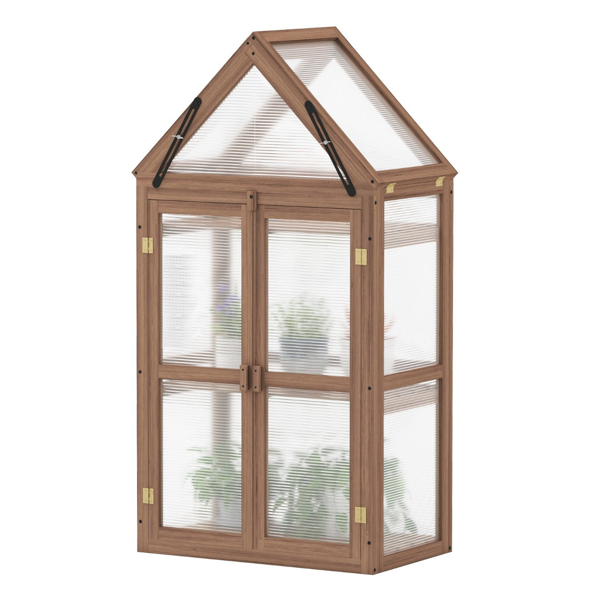 LIVSK Draagbare Tuin Koude Frame - Mini Serre met 3 Verwijderbare Planken - Stevig Sparrenhout - Voor Planten - 71 x 41 x 132 cm