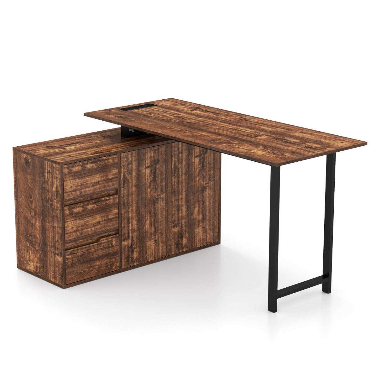 Livsk costway l vormig bureau 138 cm omkeerbaar hoekbureau met drie lades 1 1