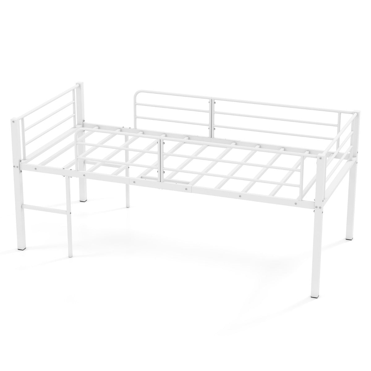Livsk costway laag hoogslaperbed ruimtebesparend stapelbed met lattenbodem wit