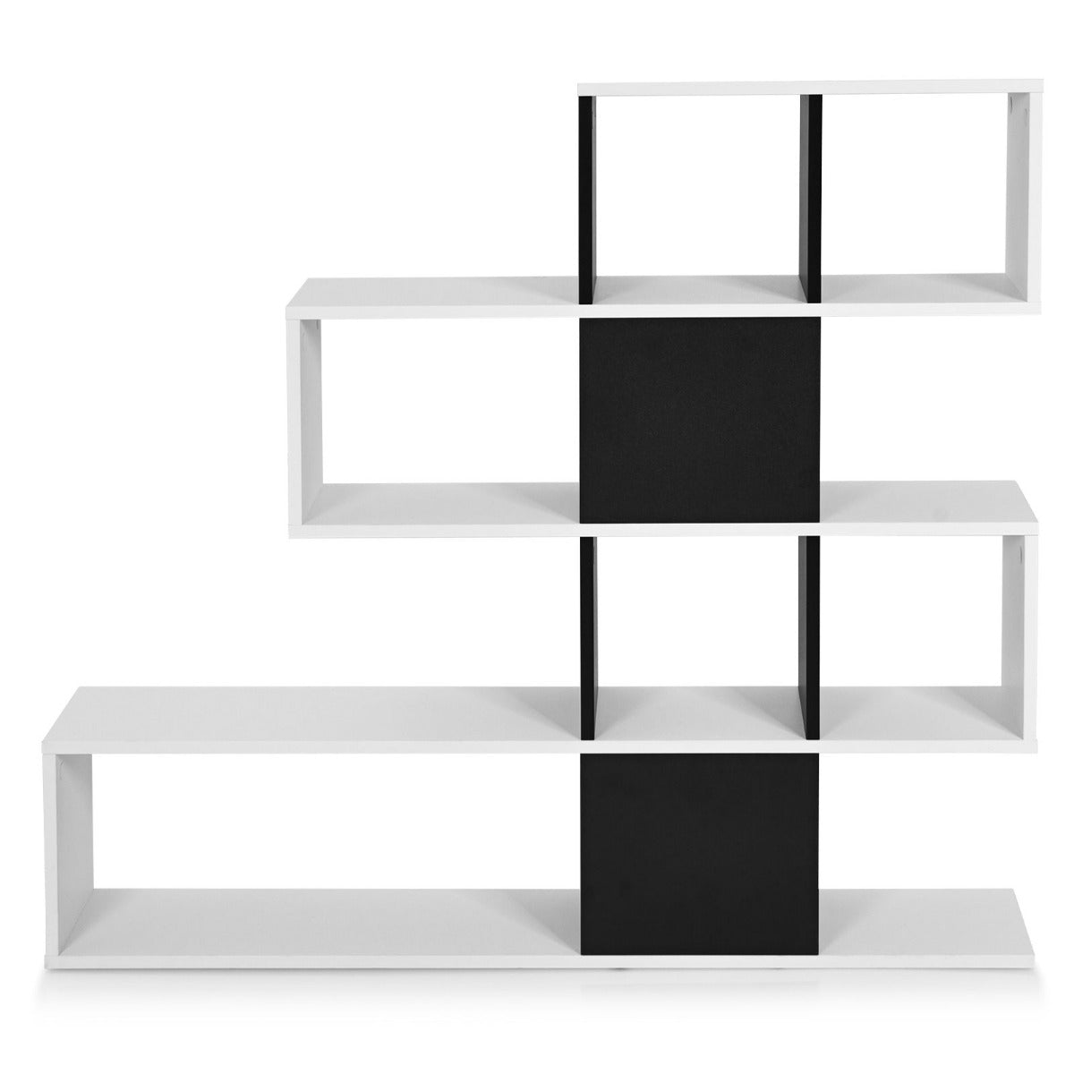 LIVSK Decoratieve Ladder Boekenkast - 5 Grote Planken - Stevig Houten Frame - Anti-kantelmechanisme - Zwart & Wit