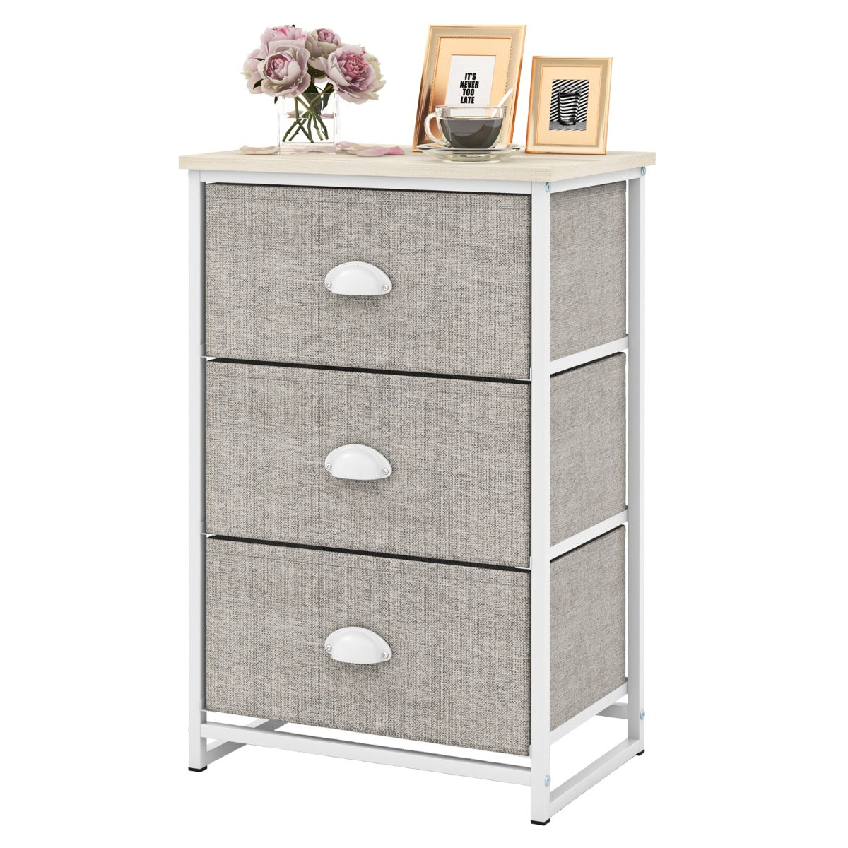 LIVSK Dressoir met 3 Inklapbare Lades - Stevig Metalen Frame - Modern Design - Eenvoudige Montage - Voor Slaapkamer en Woonkamer