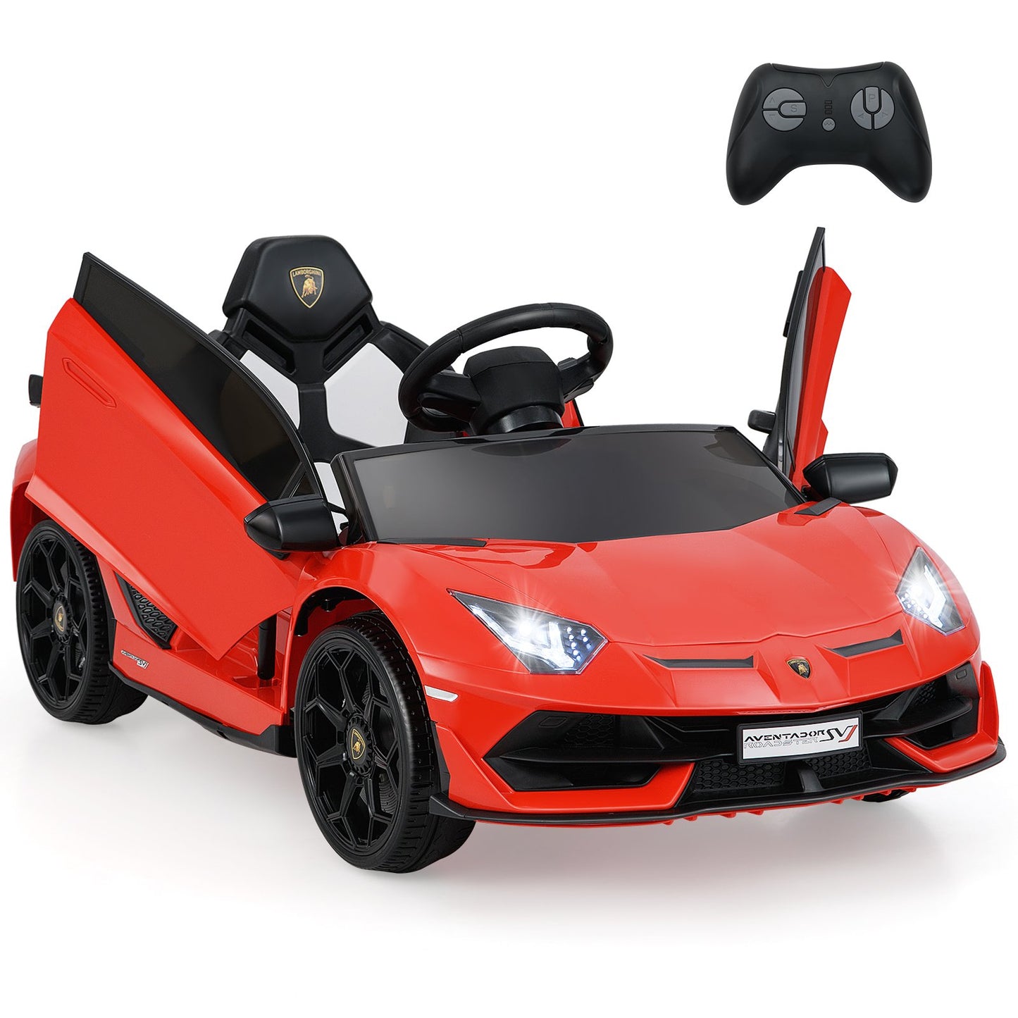 LIVSK Elektrische Lamborghini Kinderauto - Afstandsbediening - Hydraulische Deuren - LED Koplampen - Multimediaspeler - Rood