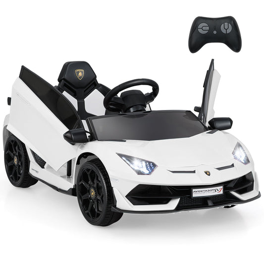 LIVSK Lamborghini Kinderauto met Afstandsbediening - Hydraulische Deuren - LED-koplampen - Multimediaspeler - Tot 30 kg - Wit