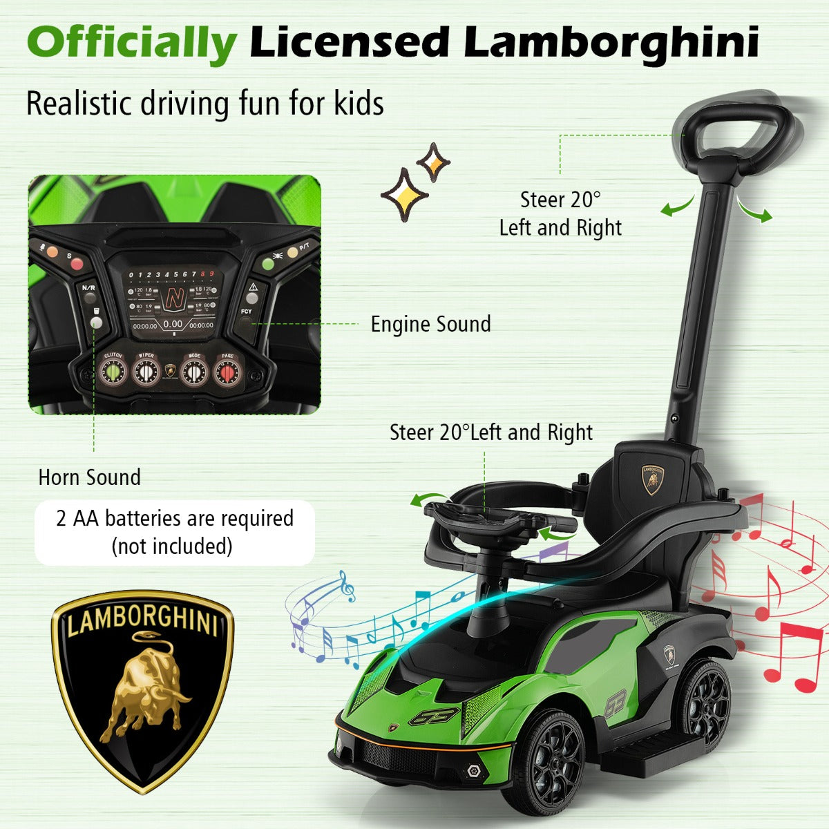 LIVSK 3-in-1 Duwauto voor Kinderen - Loopwagen, Auto, Buggy - Duurzaam PP en Metaal - Tot 25 kg - Groen