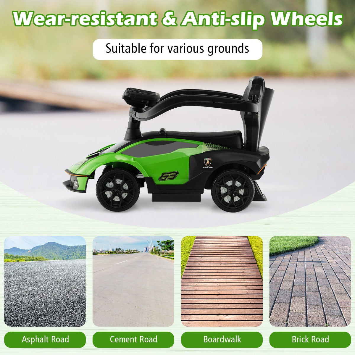 LIVSK 3-in-1 Duwauto voor Kinderen - Loopwagen, Auto, Buggy - Duurzaam PP en Metaal - Tot 25 kg - Groen
