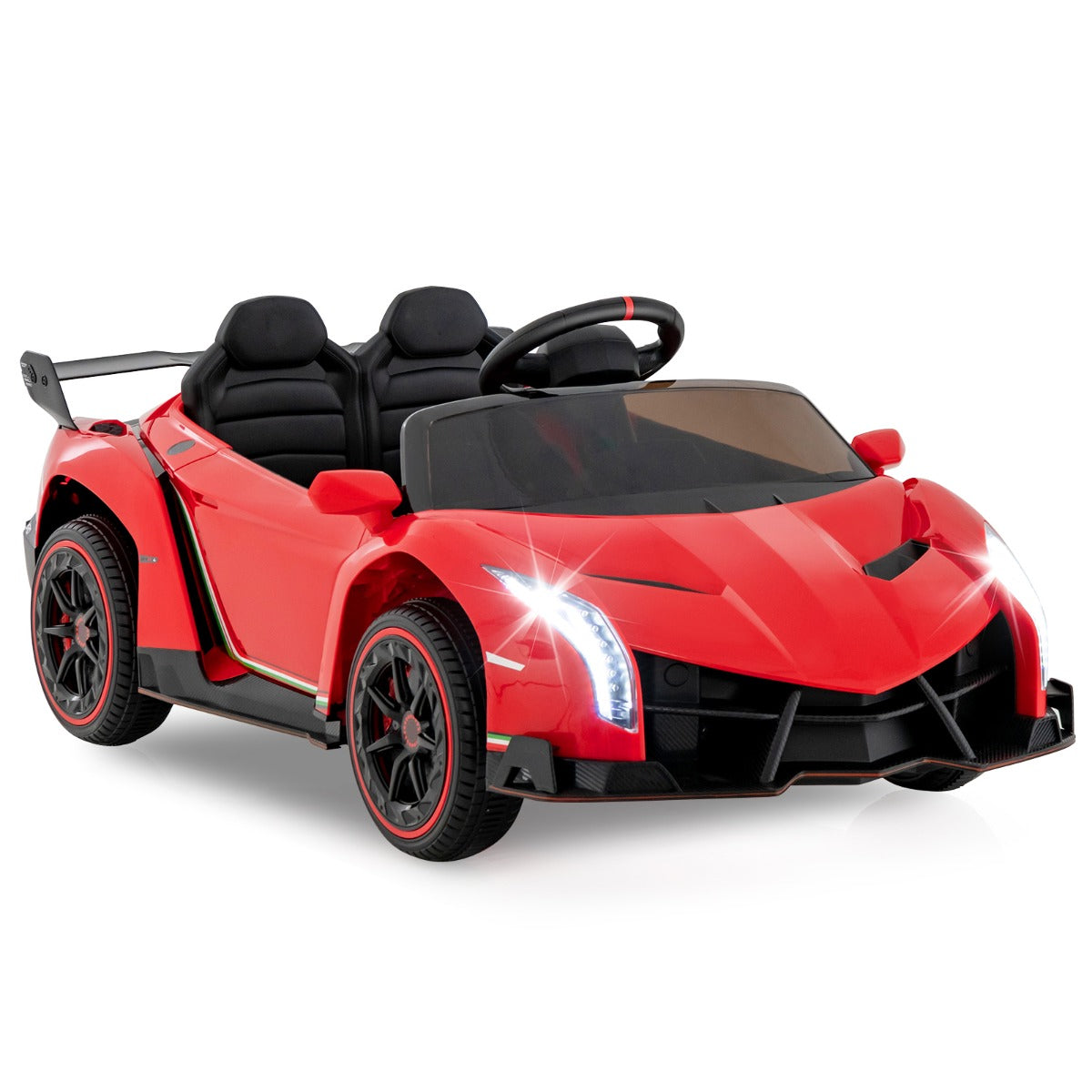 LIVSK Elektrische Kinderauto - Gelicentieerd door Lamborghini - Afstandsbediening - 4 Motoren - Veiligheidsgordel - Rood