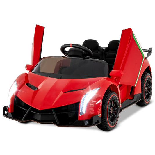 LIVSK Elektrische Kinderauto - Gelicentieerd door Lamborghini - Afstandsbediening - 4 Motoren - Veiligheidsgordel - Rood