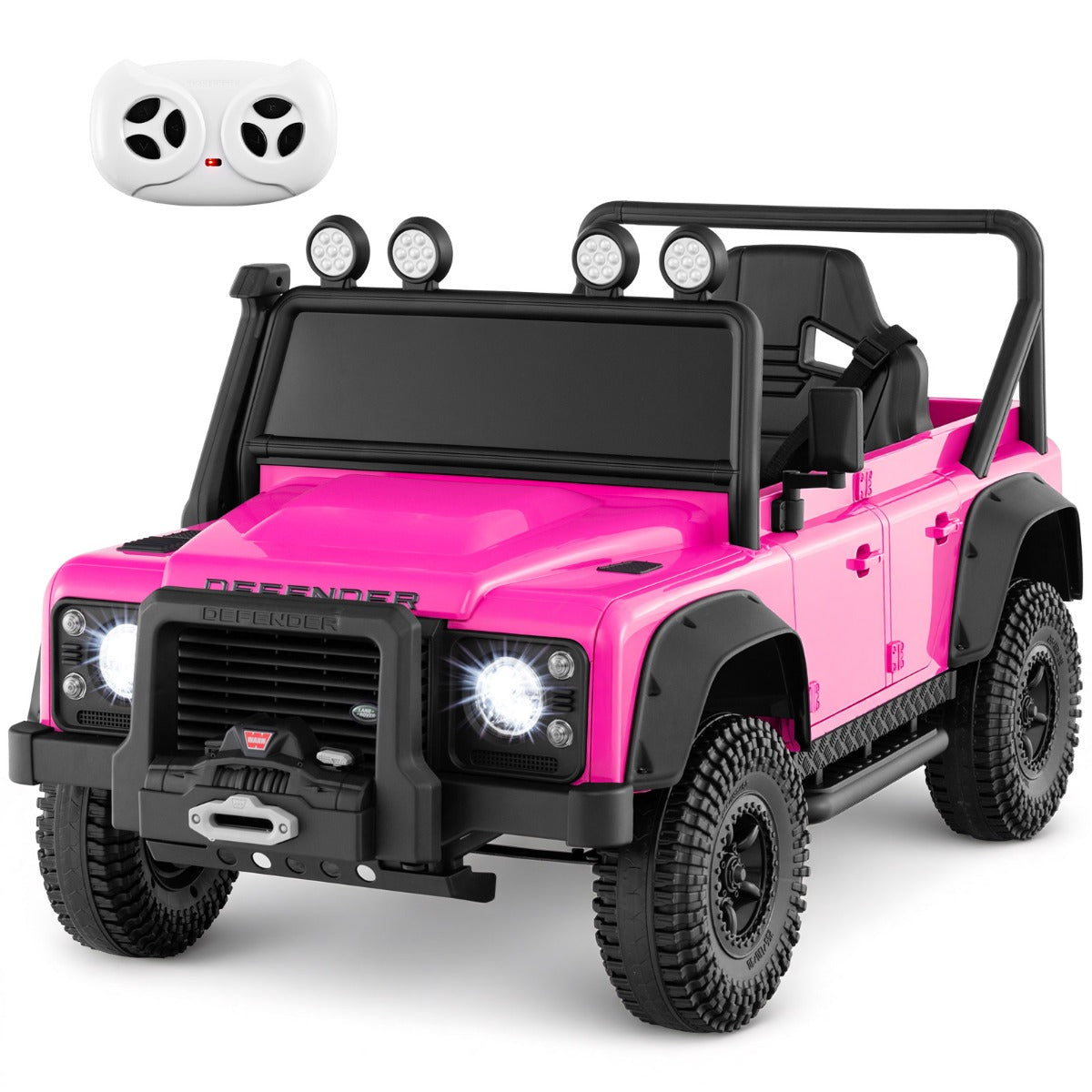 Livsk costway land rover speelgoedauto onder licentie elektrische auto 12 v voor kinderen met afstandsbediening voor ouders roze 1 1