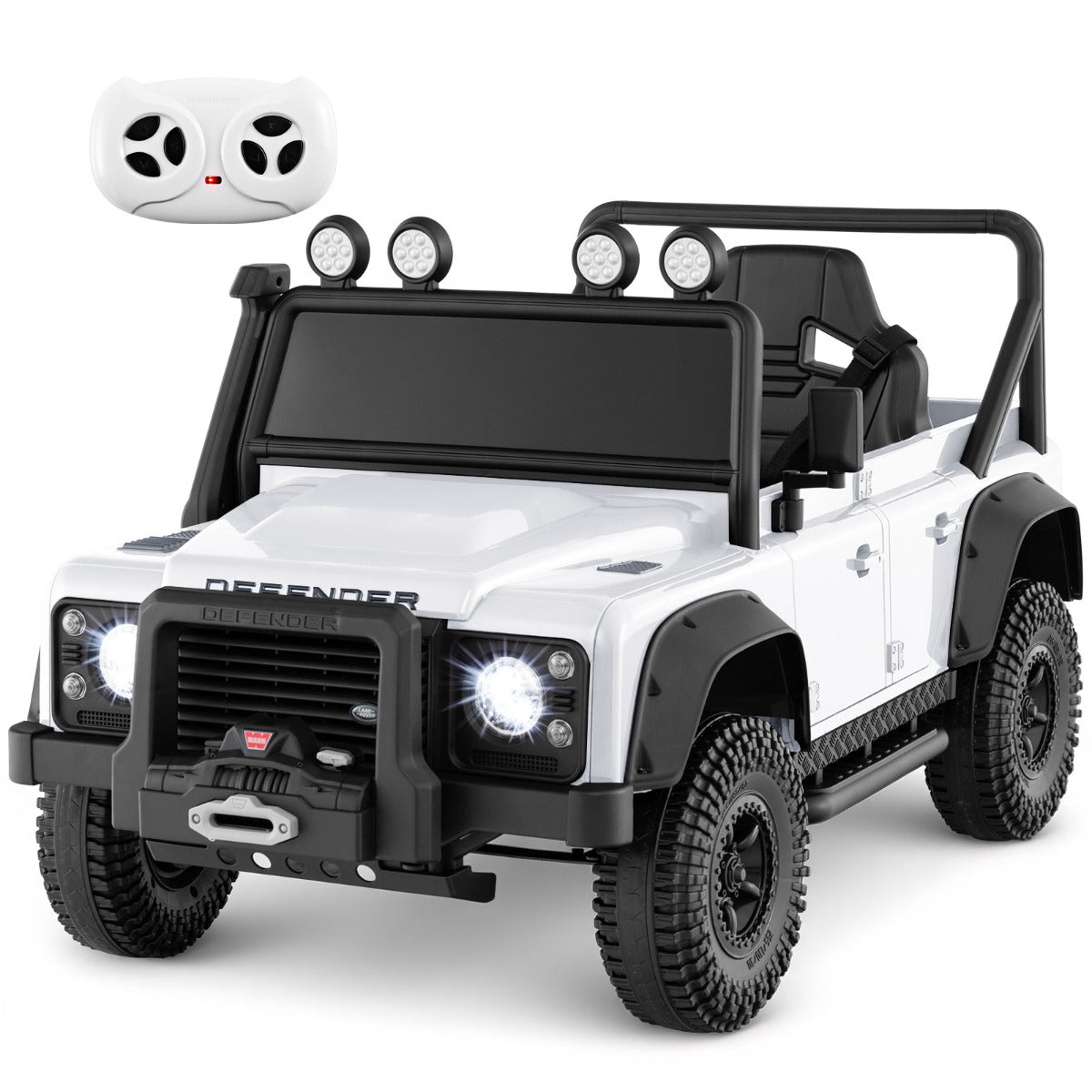Livsk costway land rover speelgoedauto onder licentie elektrische auto 12 v voor kinderen met afstandsbediening voor ouders wit 1 1