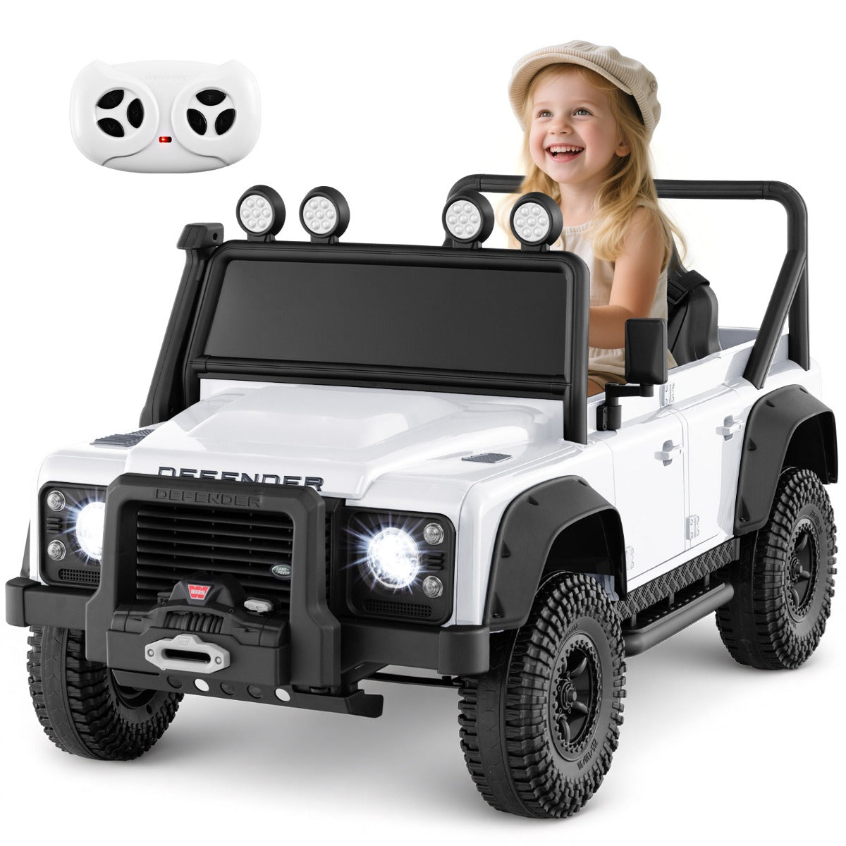 Livsk costway land rover speelgoedauto onder licentie elektrische auto 12 v voor kinderen met afstandsbediening voor ouders wit