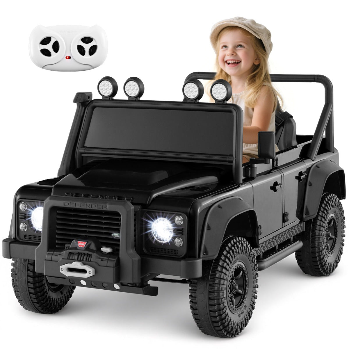 Livsk costway land rover speelgoedauto onder licentie elektrische auto 12 v voor kinderen met afstandsbediening voor ouders zwart