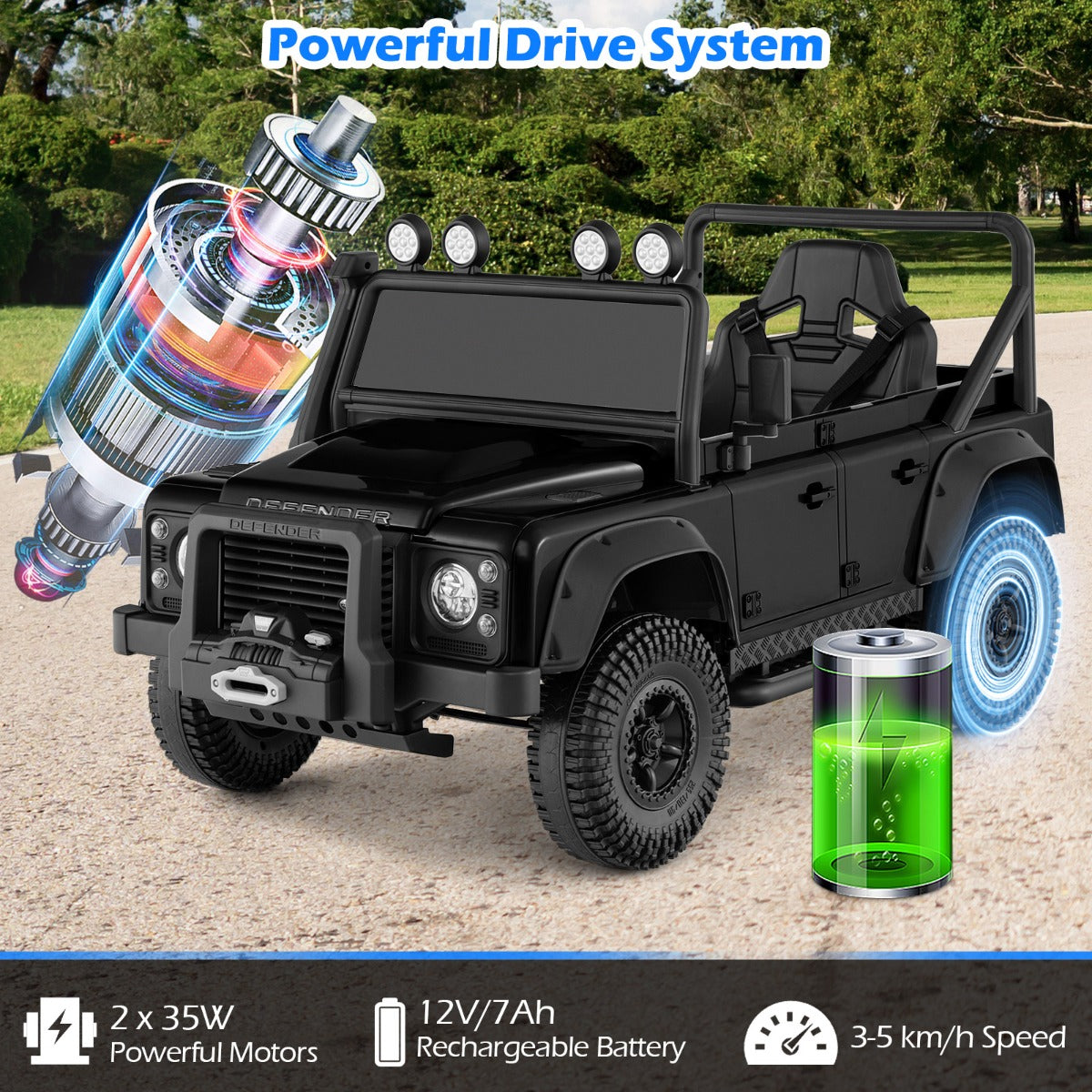 Livsk costway land rover speelgoedauto onder licentie elektrische auto 12 v voor kinderen met afstandsbediening voor ouders zwart 4