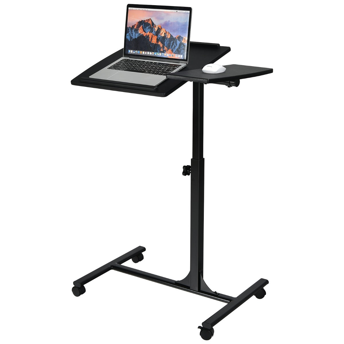 LIVSK Multifunctionele Laptoptafel met Wielen - Verstelbare Hoogte 64-95 cm - Kantelbaar Tafelblad - Antislip - Zwart