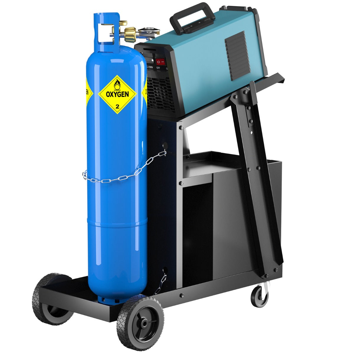 LIVSK Laswagen met Veiligheidsketting - 4 Lades - Stevig Metaal - Eenvoudig Verplaatsbaar - Draagvermogen 45 kg - Zwart