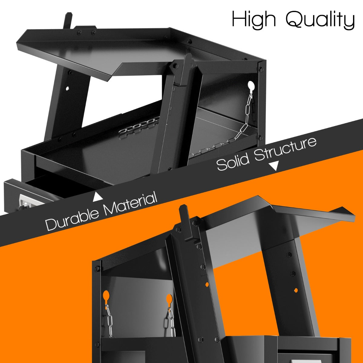 LIVSK Laswagen met Veiligheidsketting - 4 Lades - Stevig Metaal - Eenvoudig Verplaatsbaar - Draagvermogen 45 kg - Zwart