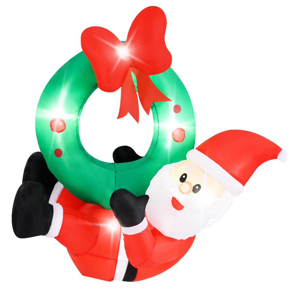 Livsk costway led kerstboom 280 en opblaasbare kerstman krans kunstmatige boom 183 cm en kerstkrans met rode strik 1 1