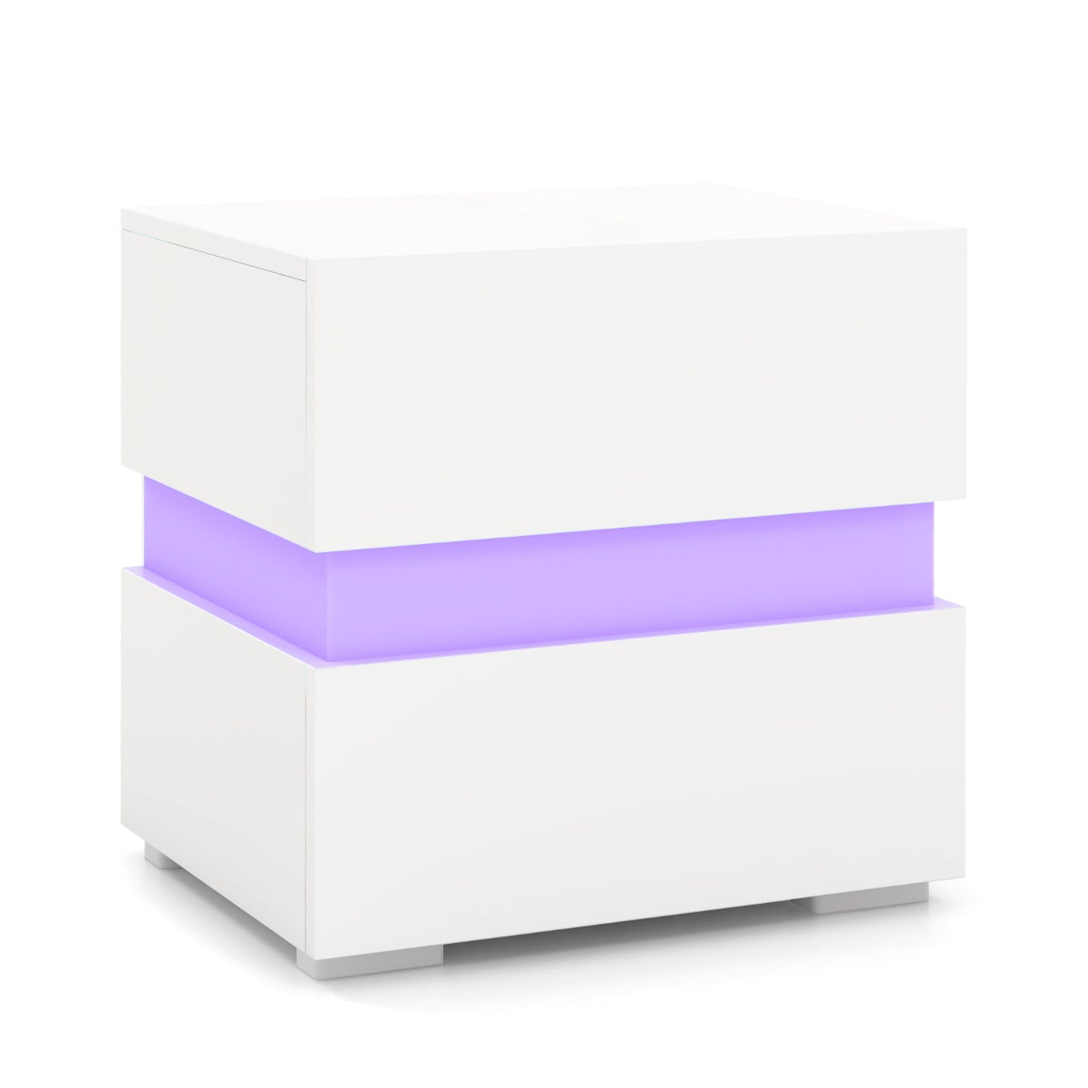 LIVSK LED-Nachtkastje met 2 Lades - Draadloze Afstandsbediening - 22 Dynamische Modi - Kabelmanagement - Modern Design - Wit