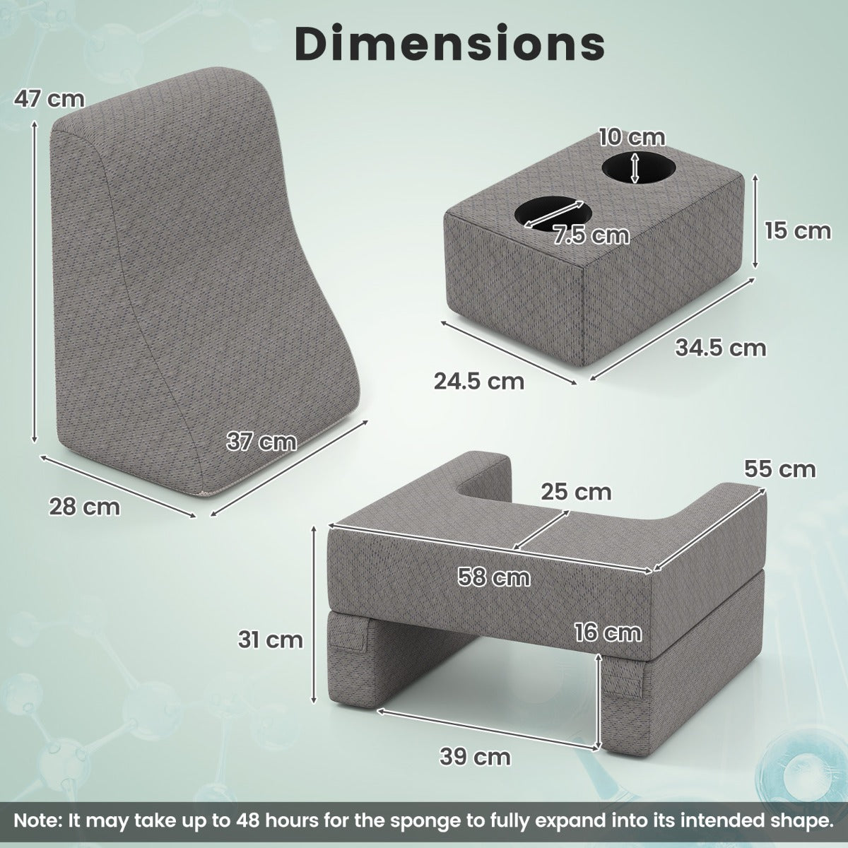 LIVSK Leeskussen-set met Bekerhouder - Ergonomisch Rugkussen en Oversized Schoottafel - Ademend en Wasbaar - Grijs