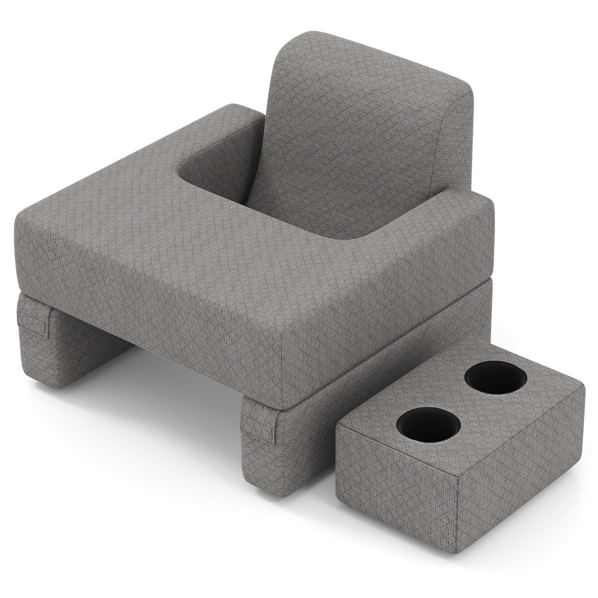 LIVSK Leeskussen-set met Bekerhouder - Ergonomisch Rugkussen en Oversized Schoottafel - Ademend en Wasbaar - Grijs