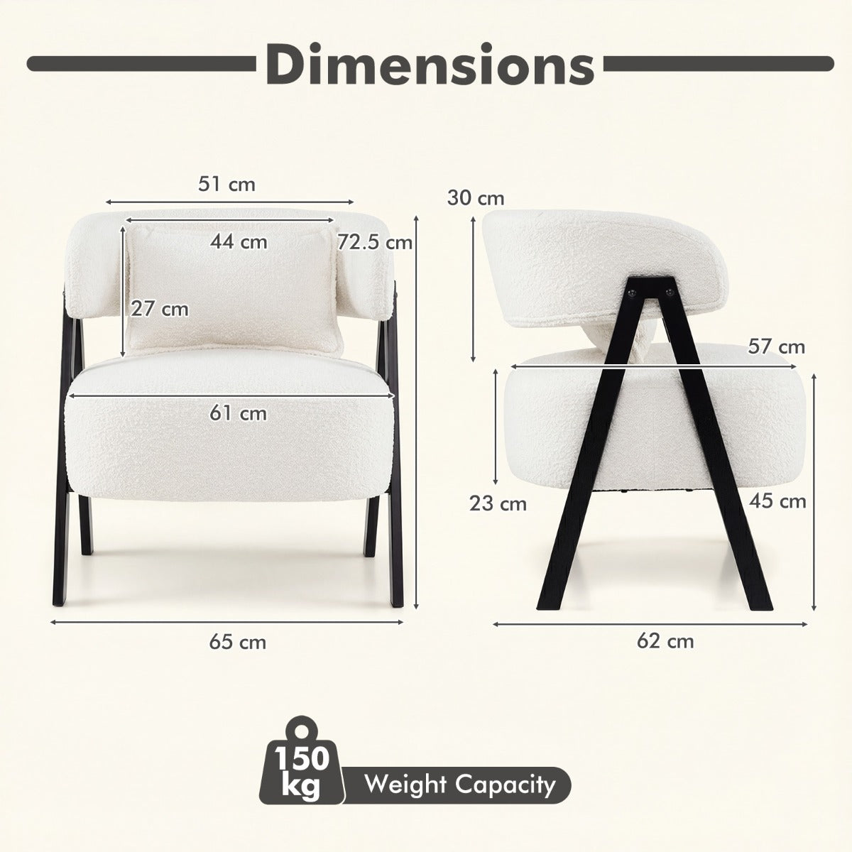 Livsk costway leesstoel fauteuil bekleed met kunstbont loungestoel met lendenkussen en metalen poten moderne relaxfauteuil wit 1 1