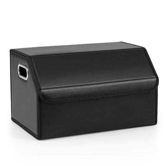 Livsk costway leren auto kofferbakorganizer met deksel opvouwbare en inklapbare opbergbox met verwijderbare scheidingswand en grote capaciteit
