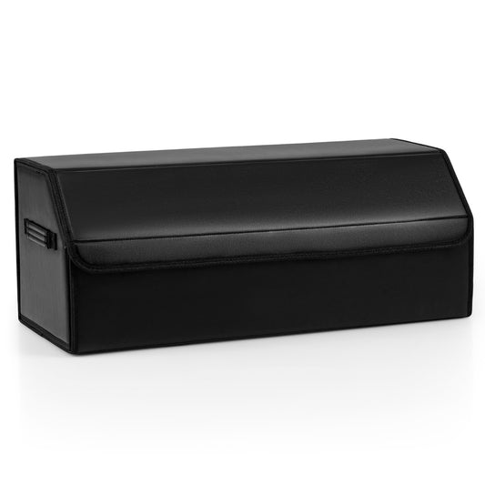 Livsk costway leren auto kofferbakorganizer met deksel opvouwbare en inklapbare opbergbox met verwijderbare scheidingswand en grote capaciteit 30 x 69 x 275cm