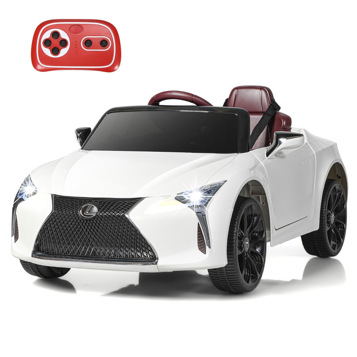 LIVSK Lexus LC500 Elektrische Auto voor Kinderen - Afstandsbediening - Ingebouwde Muziek - Vering - Tot 30 kg - Wit