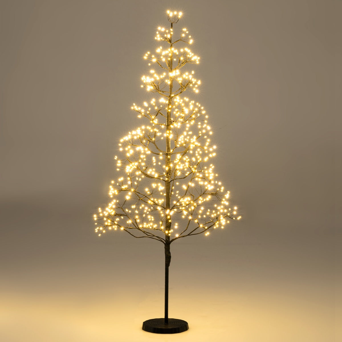 Livsk costway lichtboom van 120 cm kunstboom met verlichting en 800 warme witte led lampjes