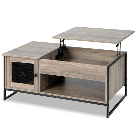 LIVSK Lift-Top Salontafel - Pneumatisch Hefblad - Royale Opbergruimte - Stabiele U-vormige Stalen Poten - 106 x 55 x 44,5 cm -