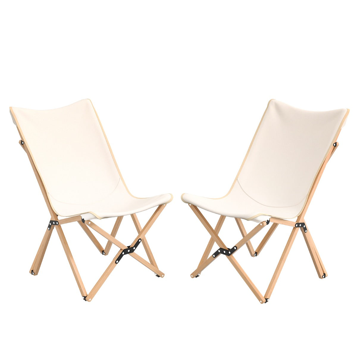 LIVSK Klapstoel Set van 2 - Inklapbaar - Ademend Canvas - Draagvermogen tot 150 kg - Inclusief Opbergtas - Beige
